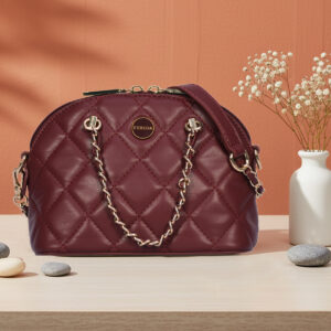 Esbeda Maroon Color Quilted Glam Dome Sling for women