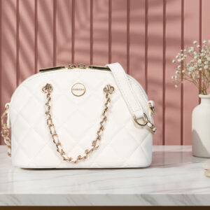 Esbeda White Color Quilted Glam Dome Sling for women