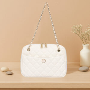 ESBEDA White Color Quilted Luxe Chain Sling Bag for women
