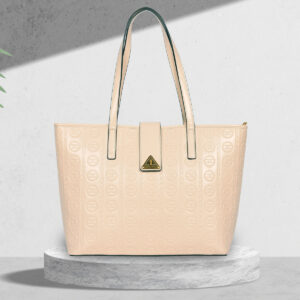 Esbeda Beige Color Embossed Signature Tote Handbag for womens
