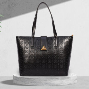 Esbeda Black Color Embossed Signature Tote Handbag for womens