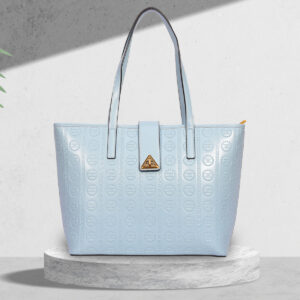 Esbeda Blue Embossed Signature Tote Handbag for womens