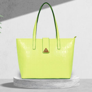 Esbeda parrotgreen Color Embossed Signature Tote Handbag for womens