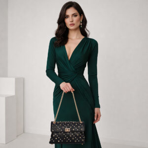 ESBEDA Black Color Quiltra Stud Handbag For Womens