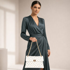 ESBEDA White Color Quiltra Stud Handbag For Womens