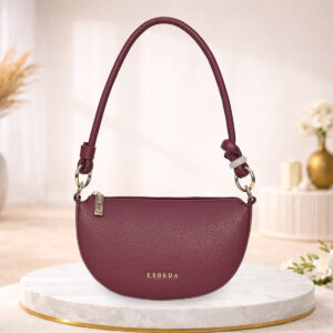 ESBEDA Burgundy Color Luna Curve Handbag For Womens